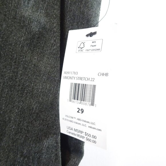 Volcom Shorts Men's 29 Vmonty Stretch Charcoal Gray NWT - Picture 4 of 9